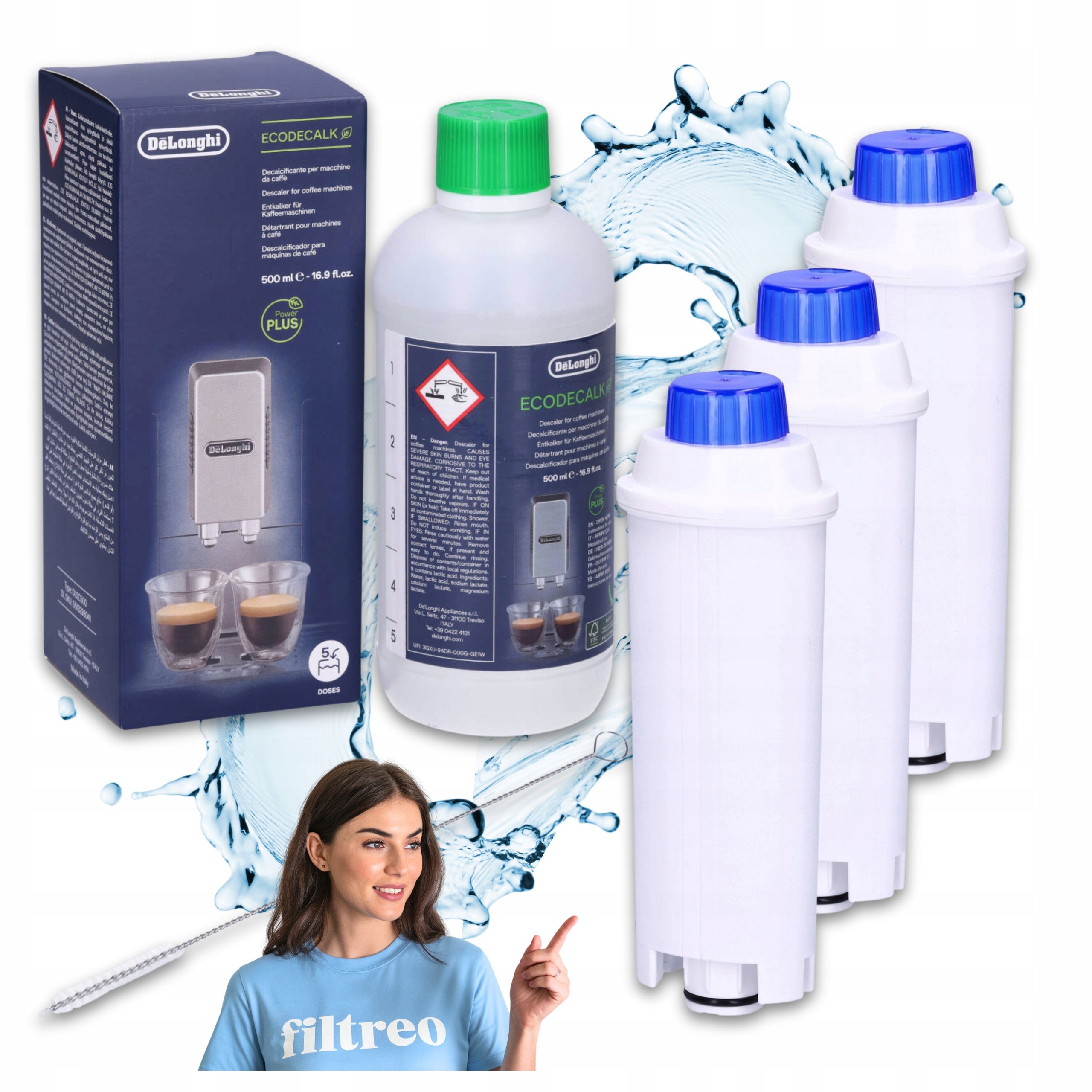  3x filtrs kafijas automātam delonghi seltino ovale i ecodecalk 500ml i otu