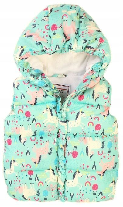  Vest quilted with hood downy 86/92 unicorn pink