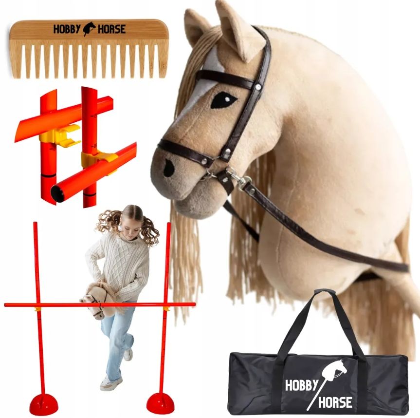  Komplektas hobbis horse arklys su kotu a3 2x kliūtis šokinėjimui 120cm šukos