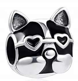 Md charms anhänger hündchen herz grau hund chihuahua steine | s925