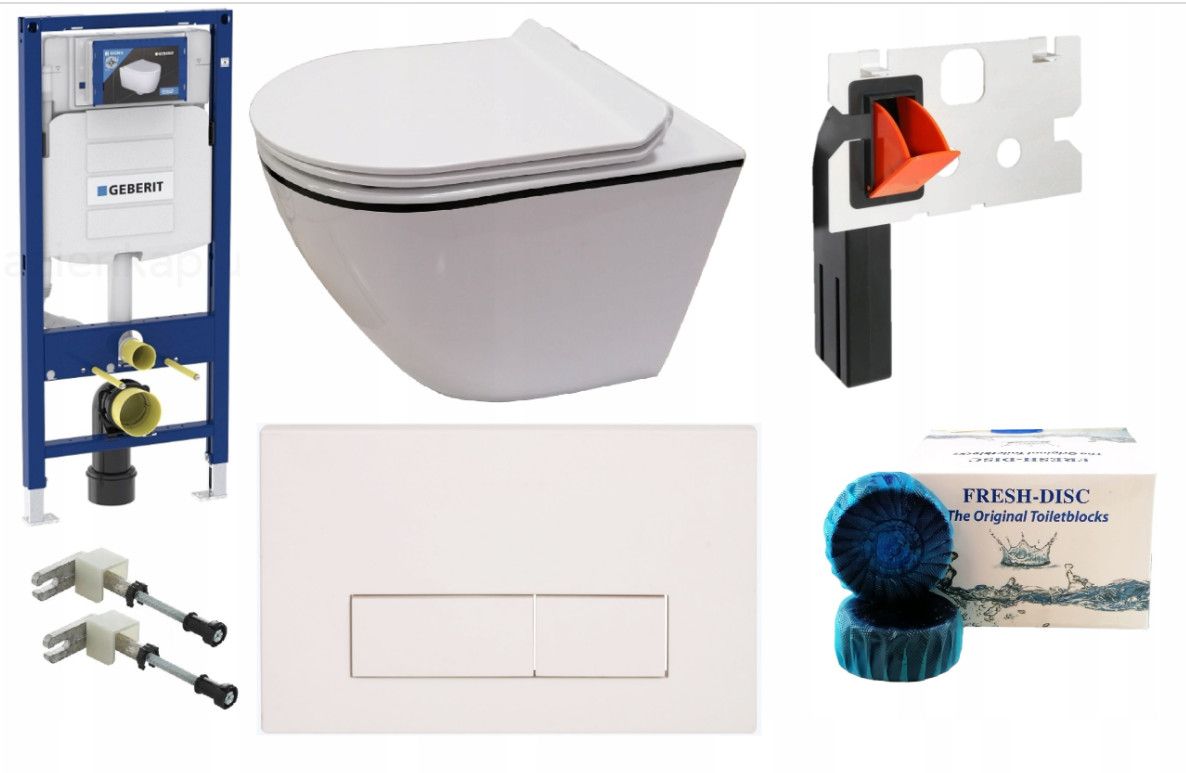  Wc rāmja komplekts geberit + atslēga + tualetes pods melns matēts + dēlis w/o+fresh