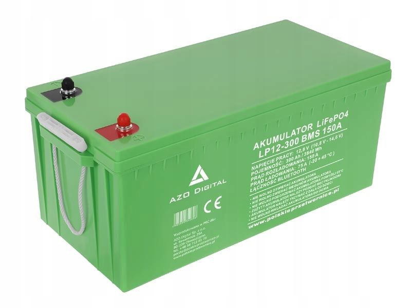  Azo akumuliatorius lifepo4 lp24-100 100ah 24v 150a "bluetooth" šildymo kilimėlis