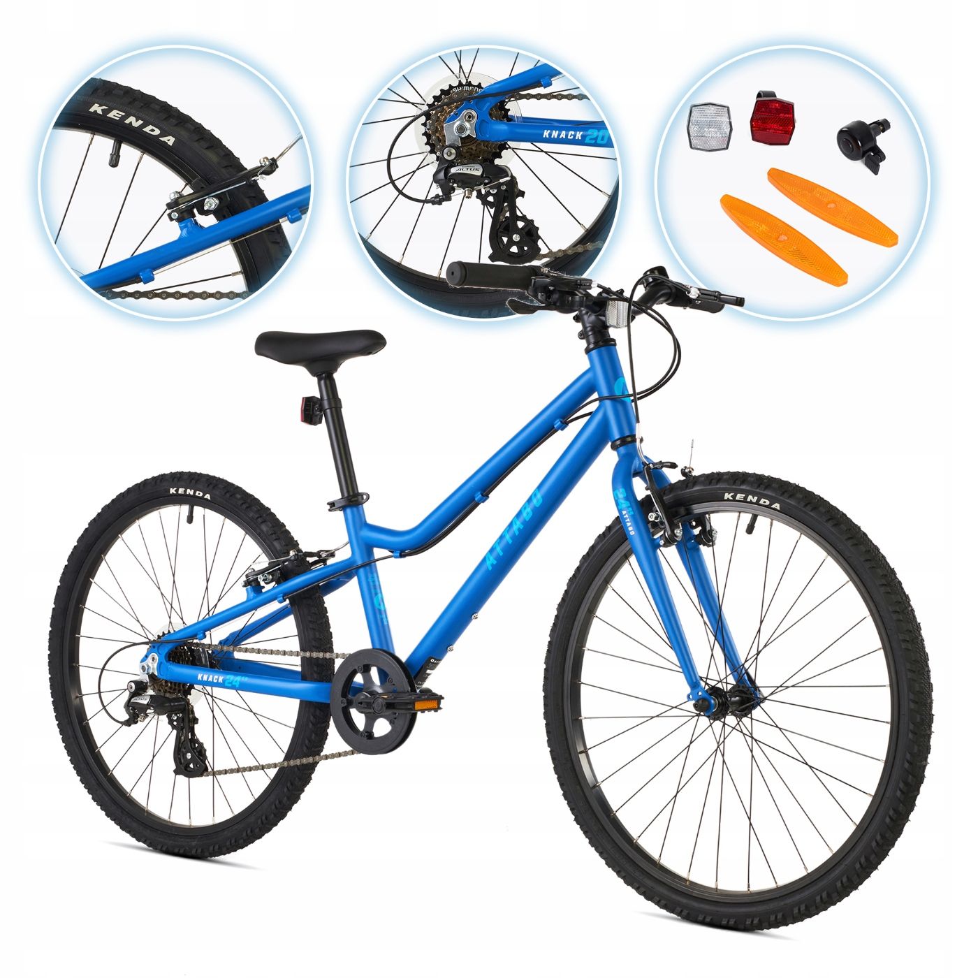  Detský bicykel attabo knack 24" čierny svetlo hliníkový rám shimano altus