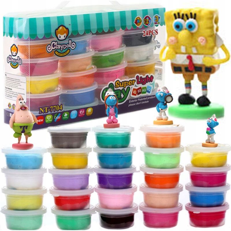  Množina magický plastelína clay plastelína tvrdnúca na vzduchu 48 počítač. + kufor + príslušenstvo