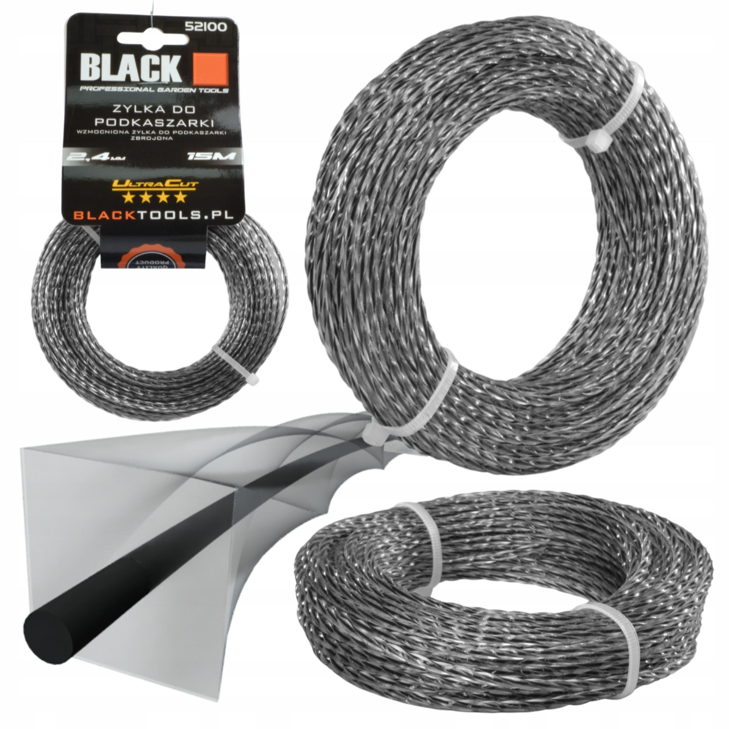  Griešanas virve pastiprināts galvām zāles pļāvēji izkaptis kubs ciets zāle 2,4mm 15m