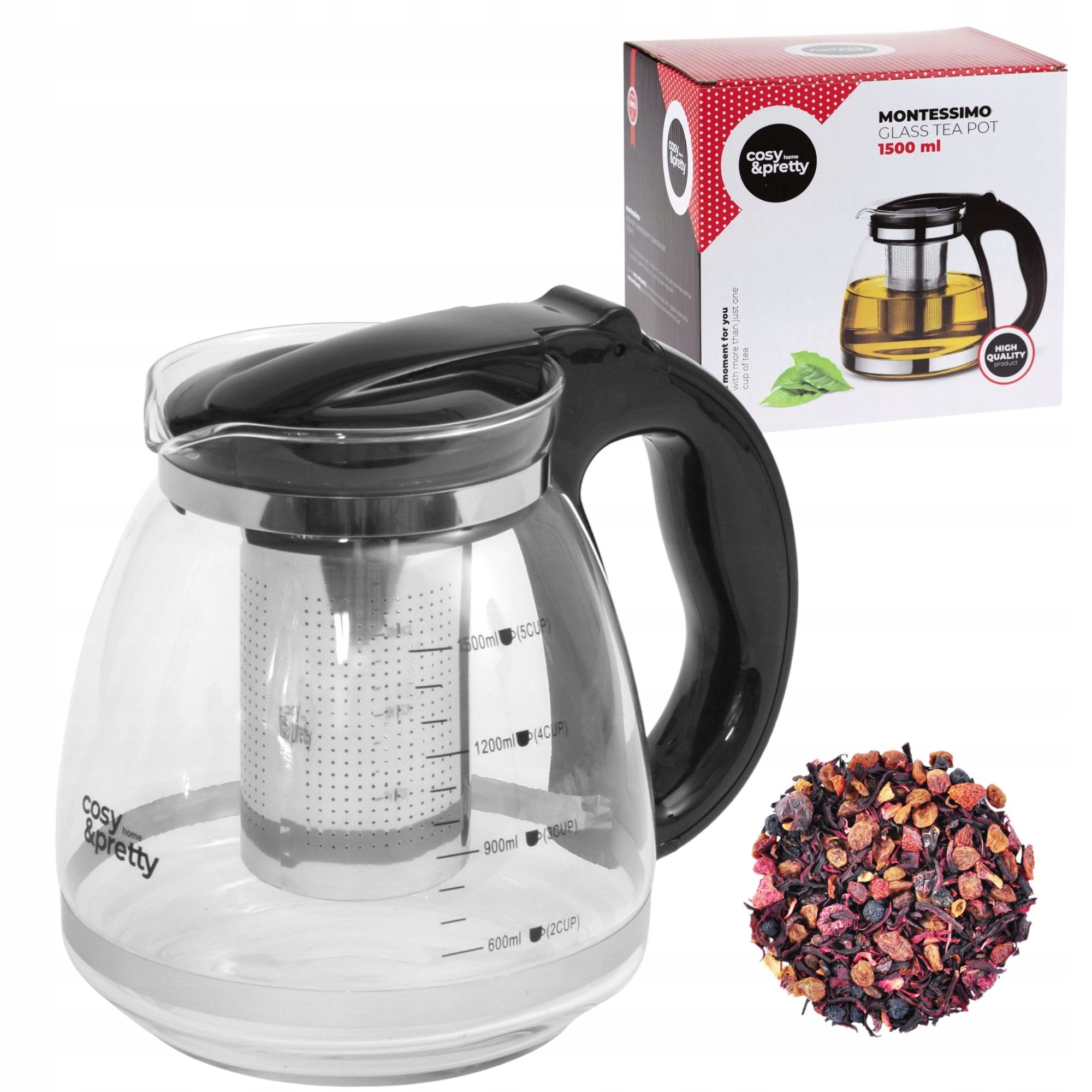  Infusorien für tee, kräuter glaskrug mit infusorien sieb 1.5 l