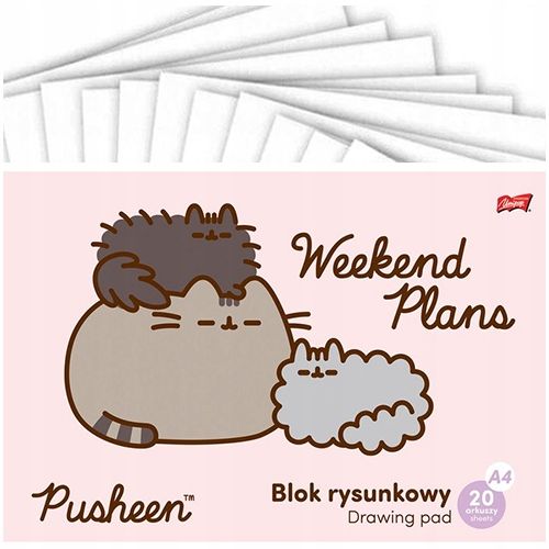  Zīmēšanas piezīmju grāmatiņa a4 balts 20k kaķis pusheen skolai st. majewski - 2 datoriem.