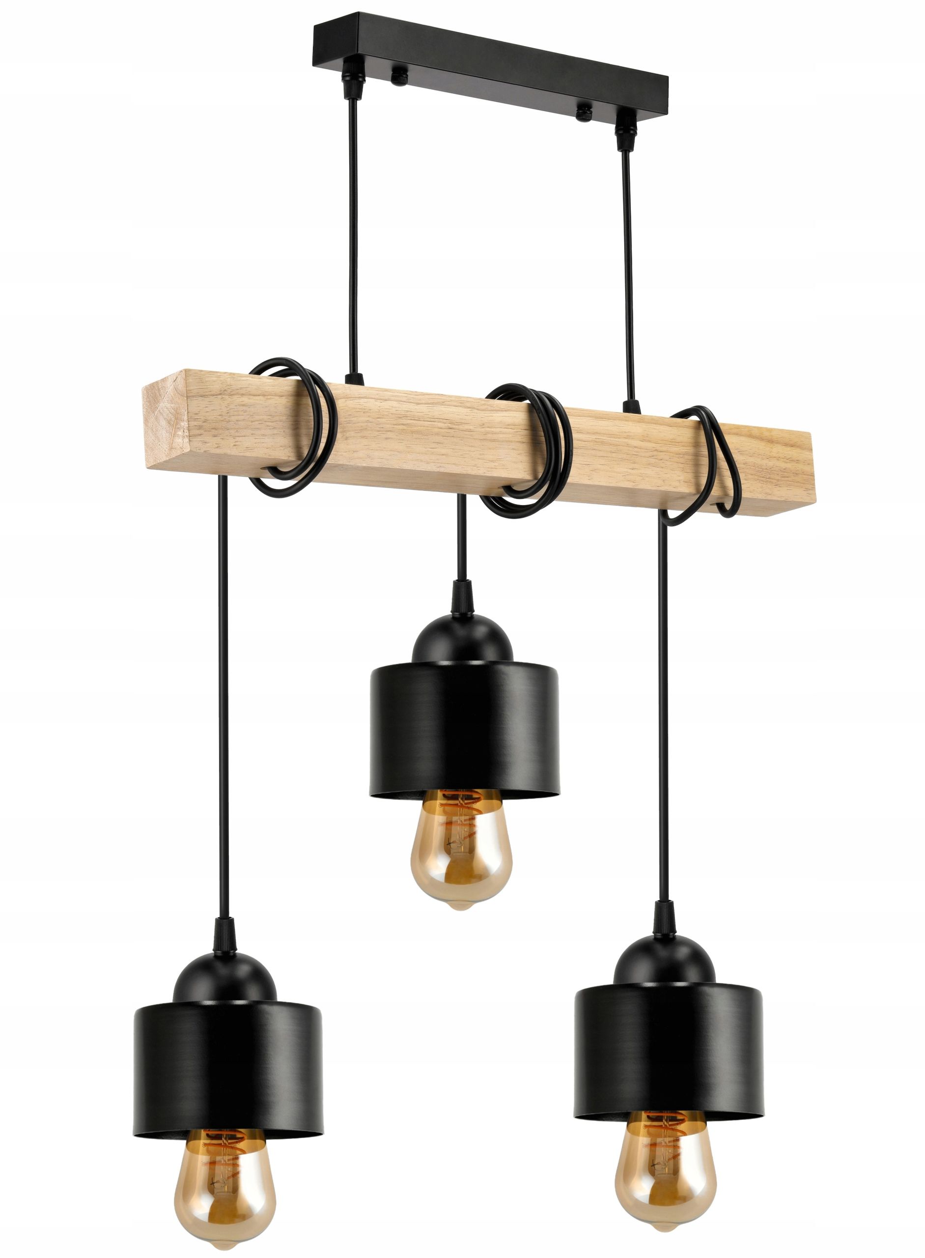  Stropné svietidlo visiace led drevený biala 3xe27 lampa amber jantár
