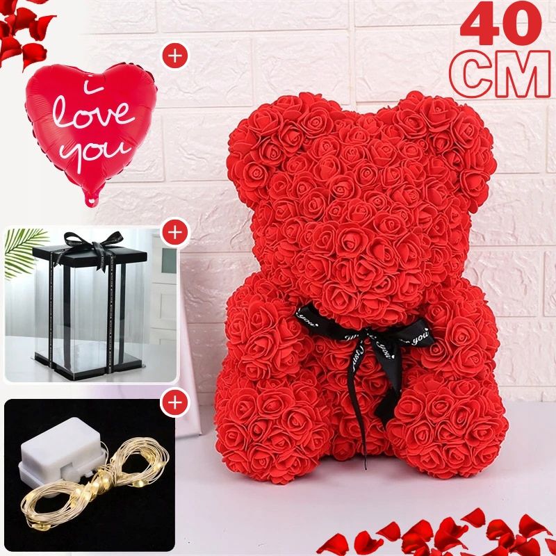 Liels lācītis no rozēm kopa xxl valentīna diena dāvana viņai 40cm led balons bez maksas