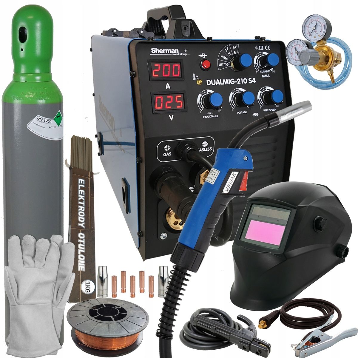  Zvárací stroj spánok 3v1 mig mag mma tig dc sherman dualmig 210 200a 230v 60%