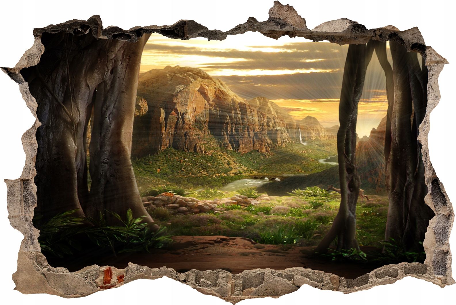  Fototapeedid auk 3d seinakleebis wodospady potok mets loodus