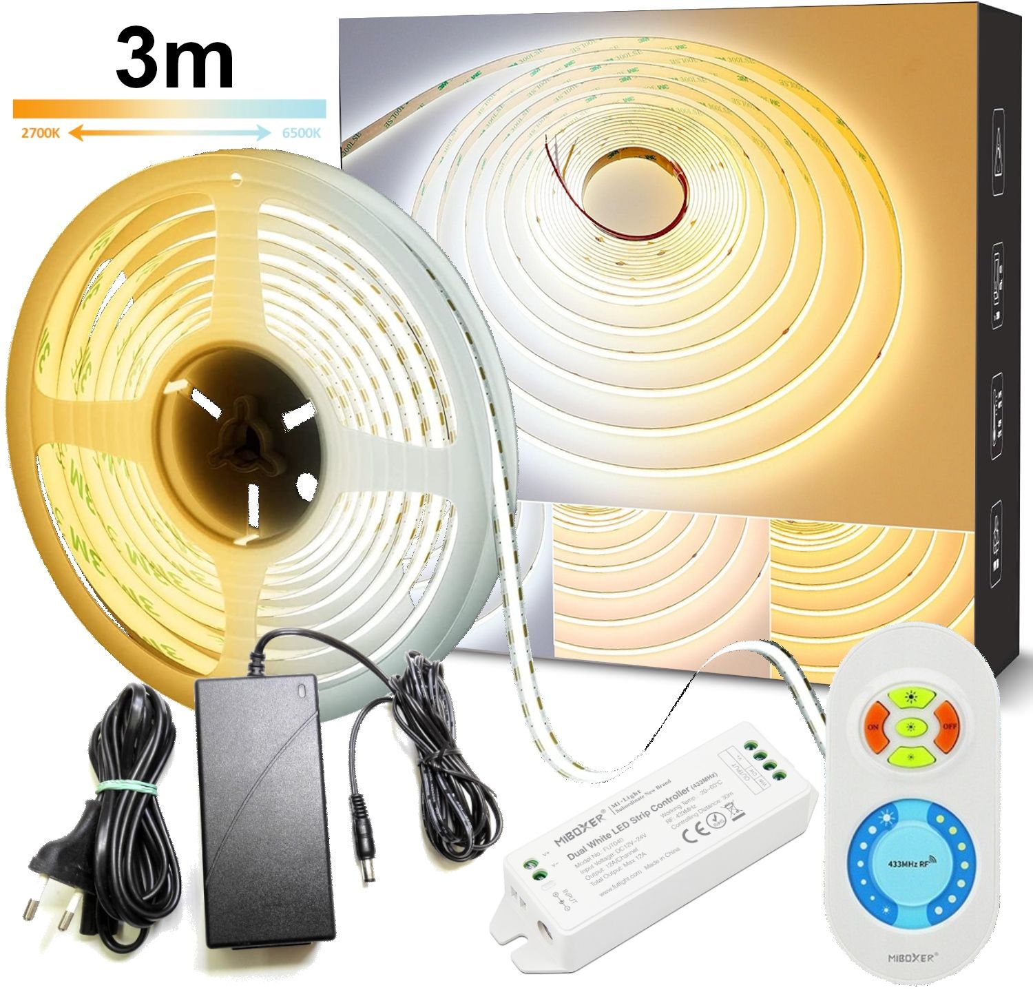  Led juosta cob 1m rgb neon spalva komplektas smart wifi android ios muzikinis