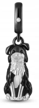  Md charms anhänger hündchen herz grau hund chihuahua steine | s925