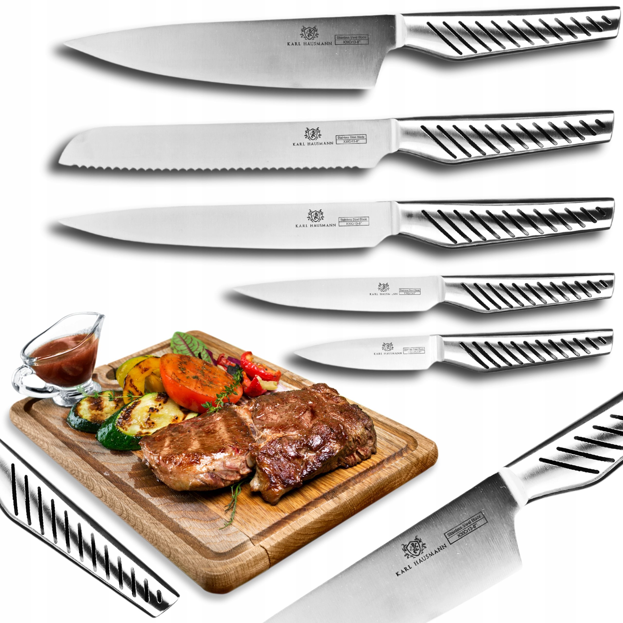  Rinkinys 5 peilių virtuvinių plienas aštrios peiliai virėjo peilis 18/0