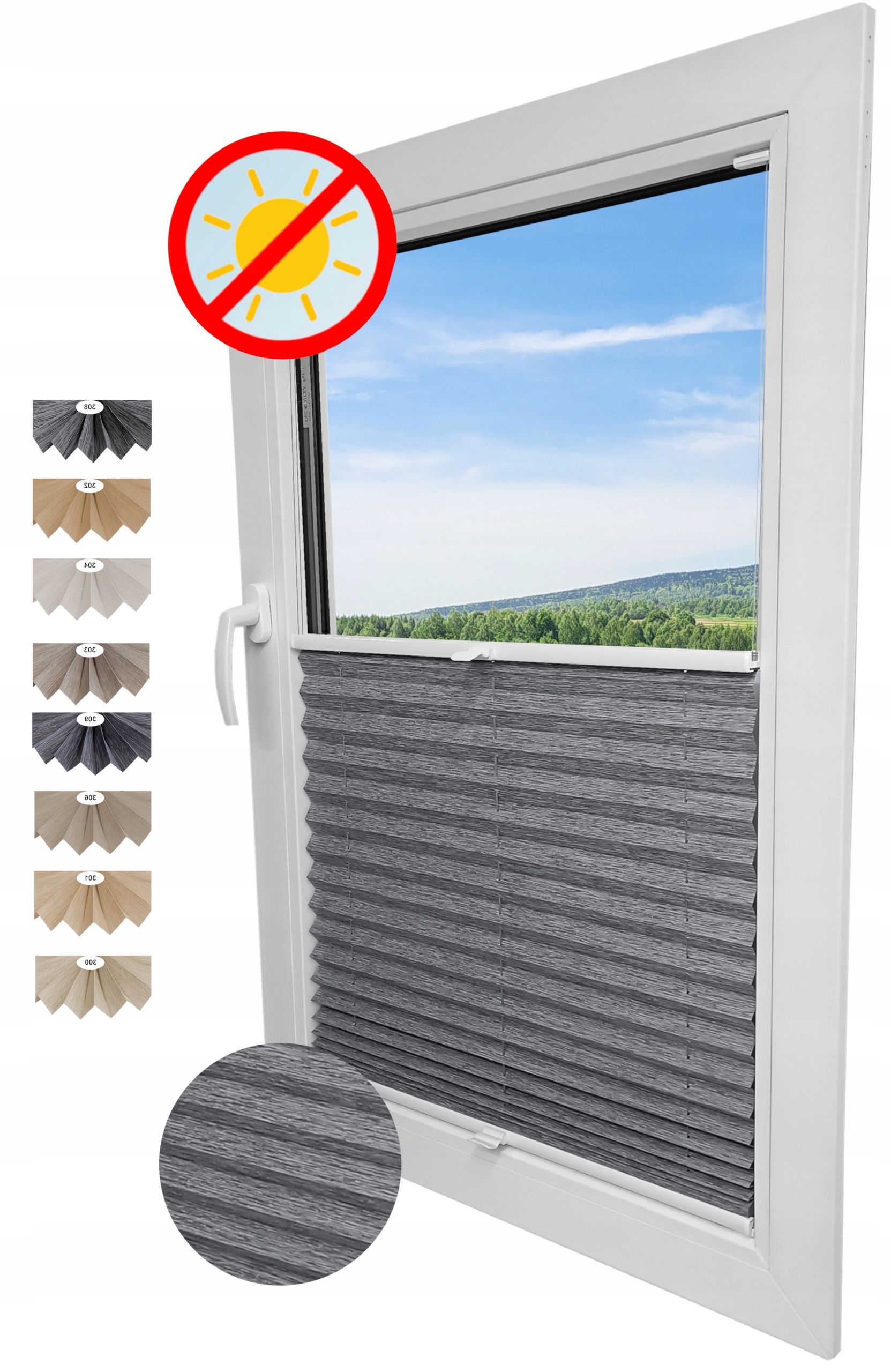  Plisuotas roletas thermo medienos tipo inwazyjna prie szybie 1x1cm