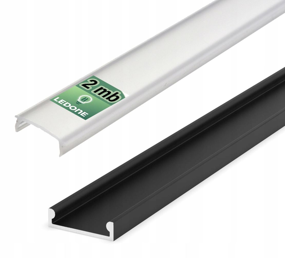  Kopa melns alumīnija profils atzina slim eco led sloksnēm 2m + kapuci