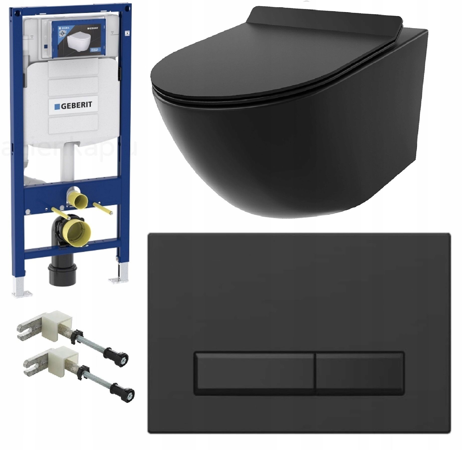  Wc rāmja komplekts geberit + atslēga + tualetes pods melns matēts + dēlis w/o+fresh