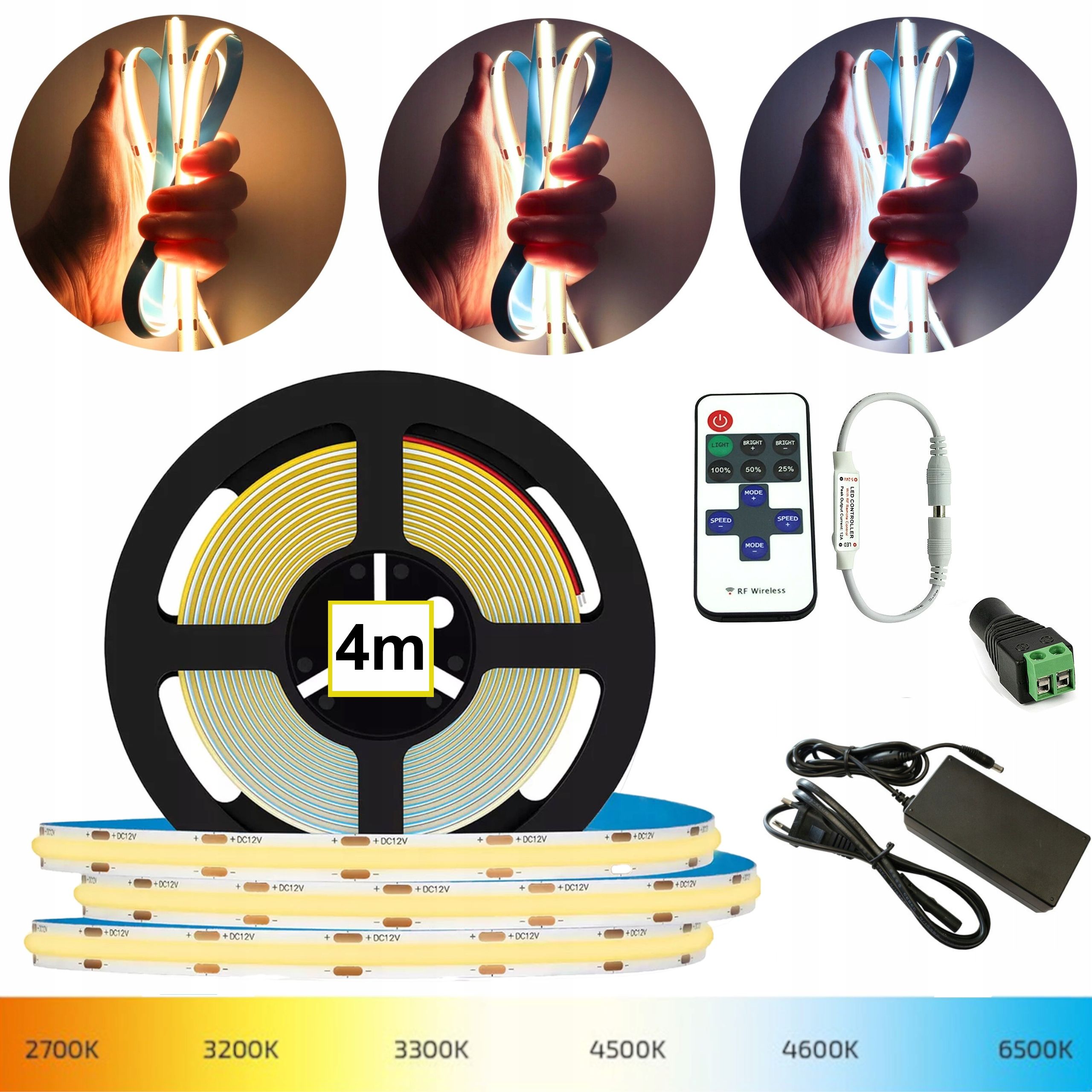 Led juosta cob 1m rgb neon spalva komplektas smart wifi android ios muzikinis