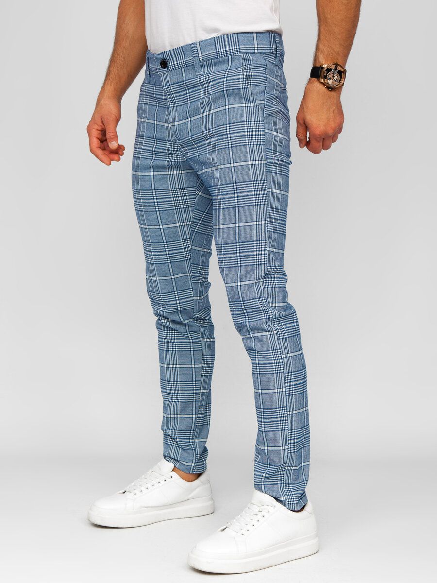  Kalhoty ve stylu chino tkanina kostkovaný meskie šedá 184171 denley_30/s