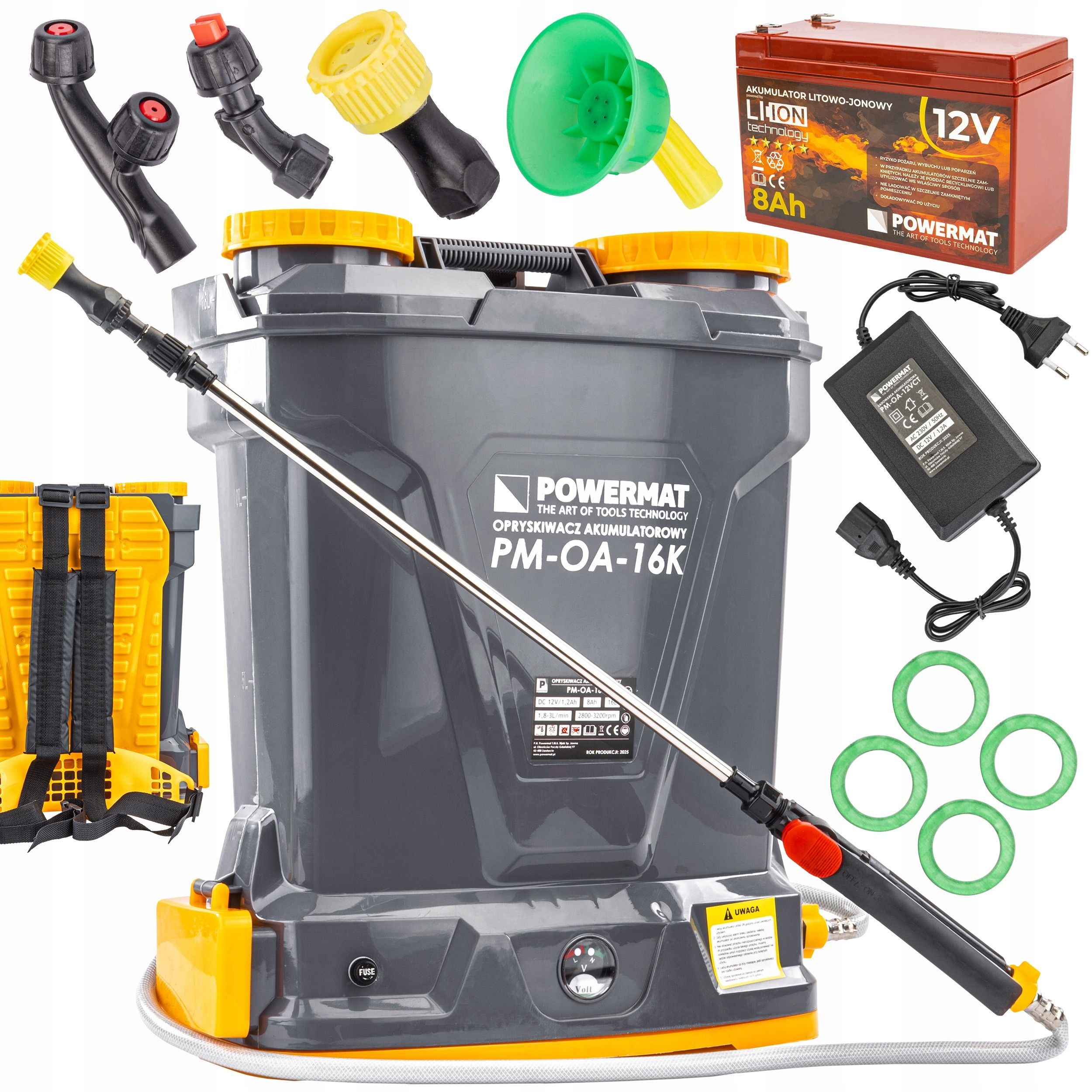  Cordless sprayer backpack type pressure li-ion 20l set 9 nozzles