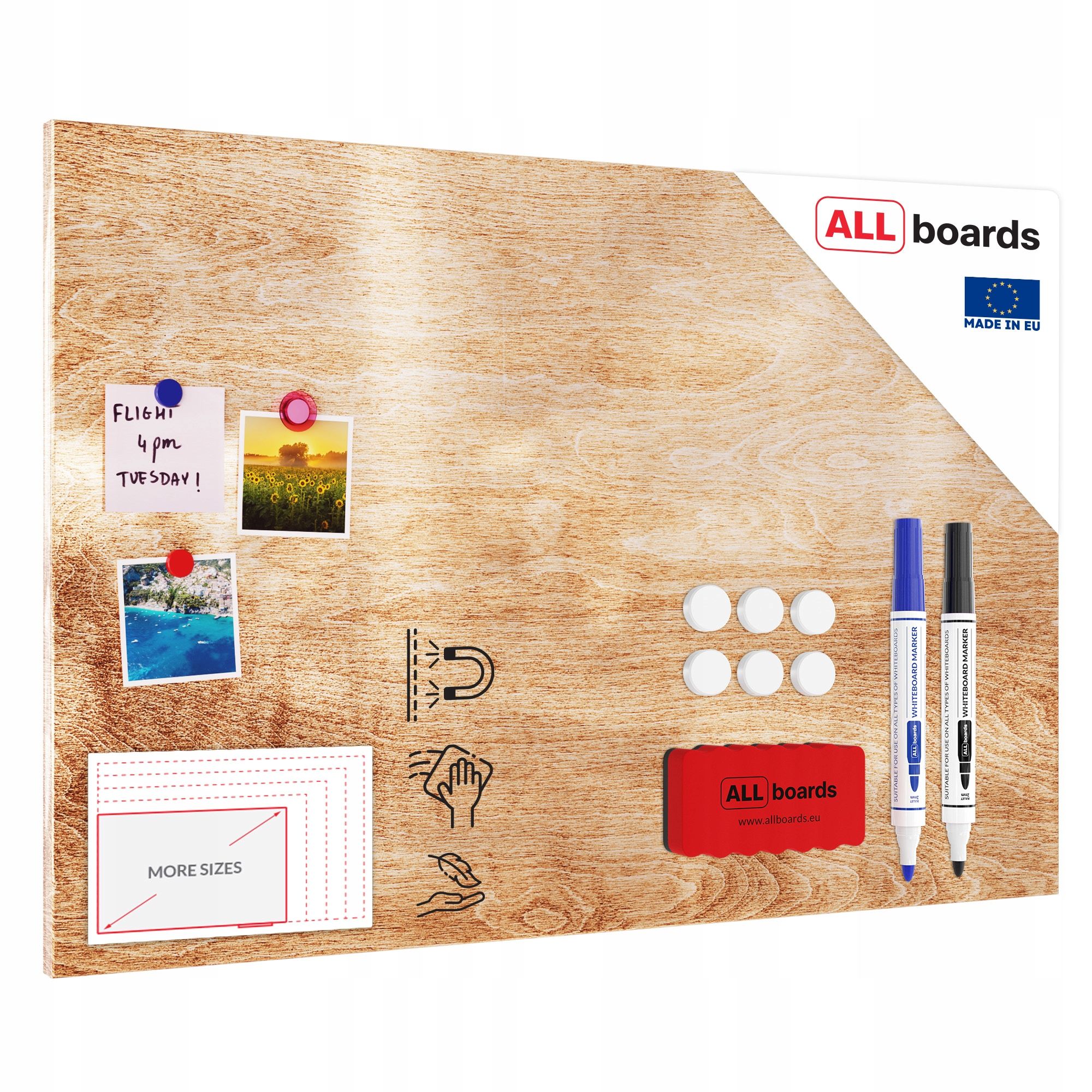  Dēlis magnētisks magnētiem metalboards, masīvkoka 90x60 cm + bezmaksas dāvanas