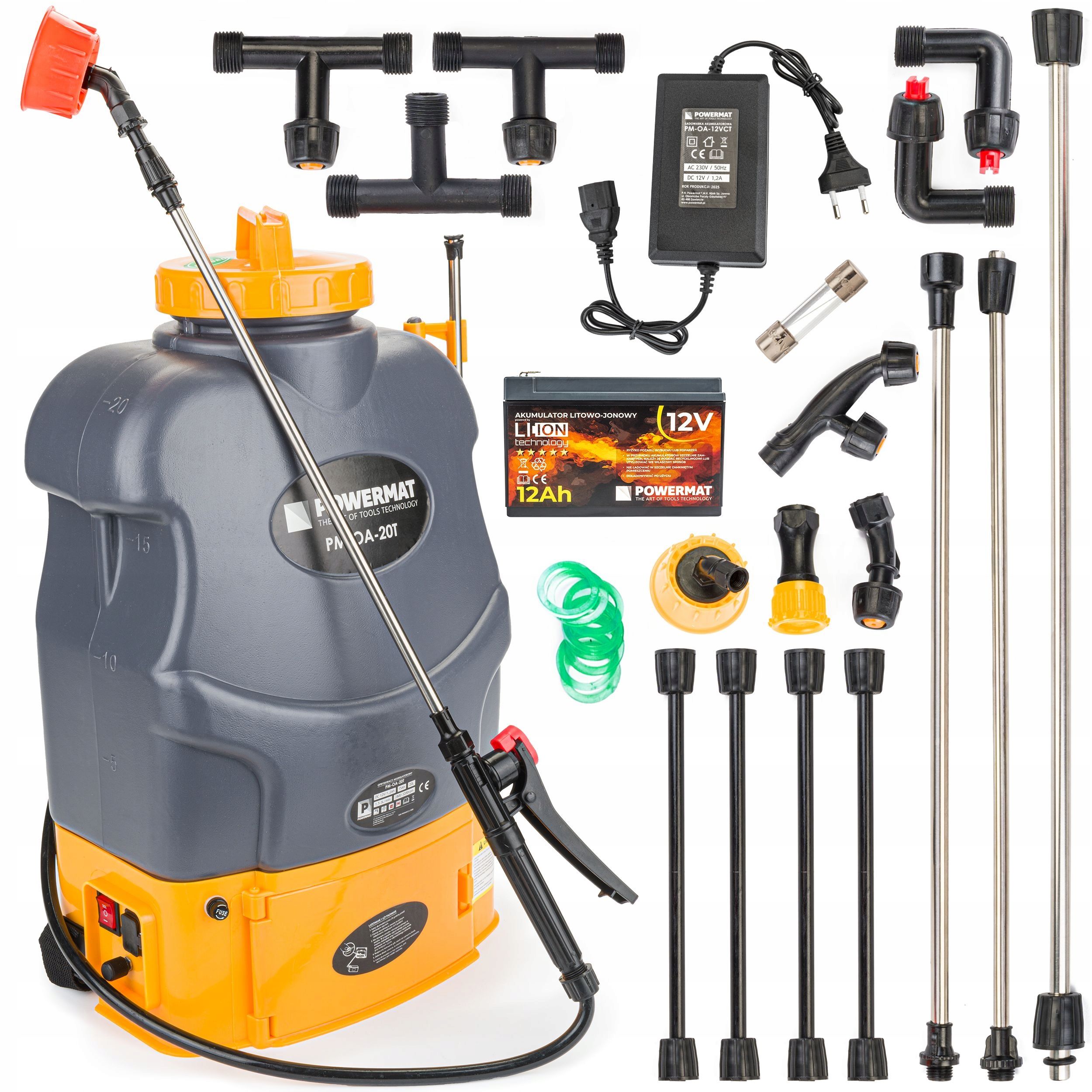  Cordless sprayer backpack type pressure li-ion 20l set 9 nozzles