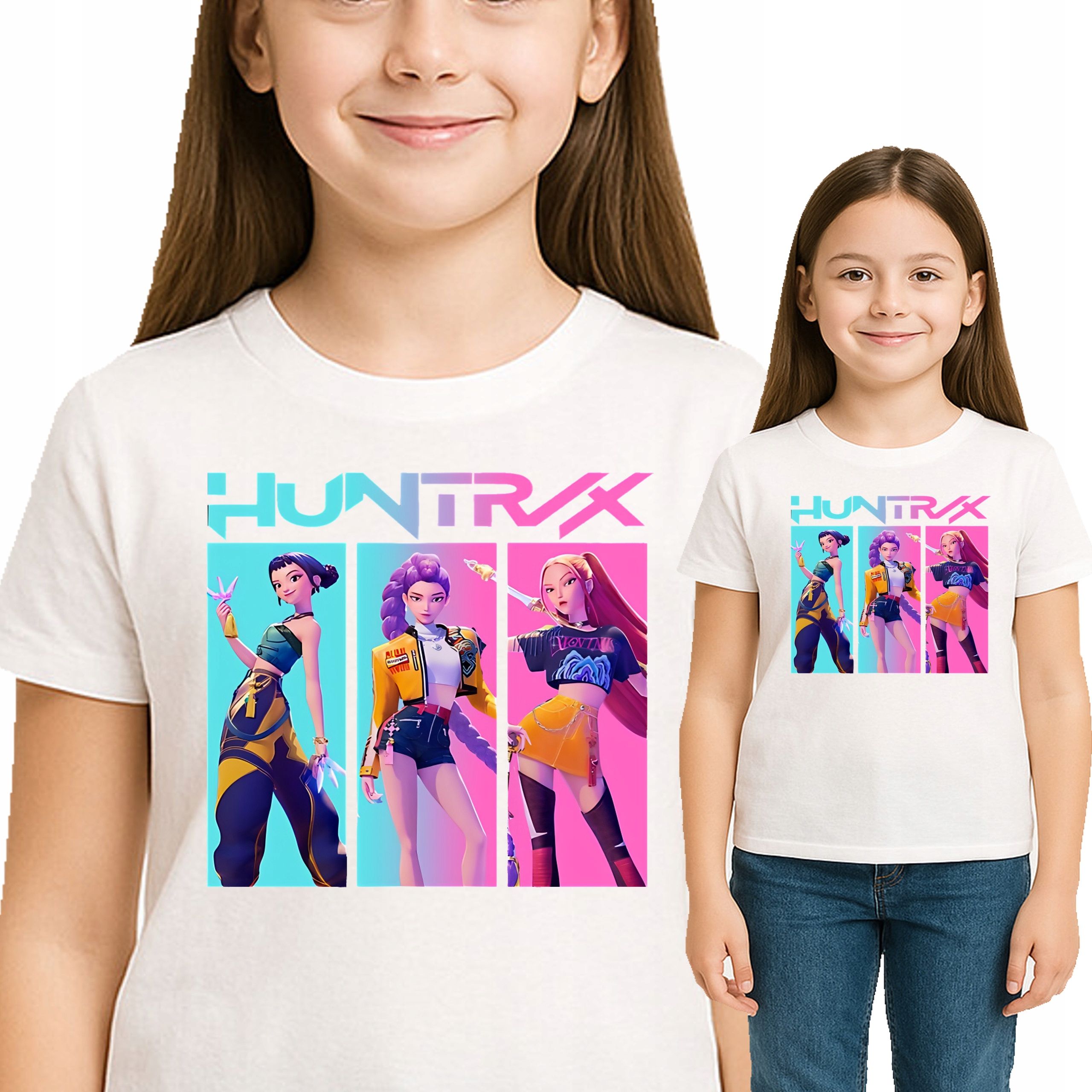  T-shirt huntrix hunters k-pop demon anime qualität premium 140 3524 schwarze farbe