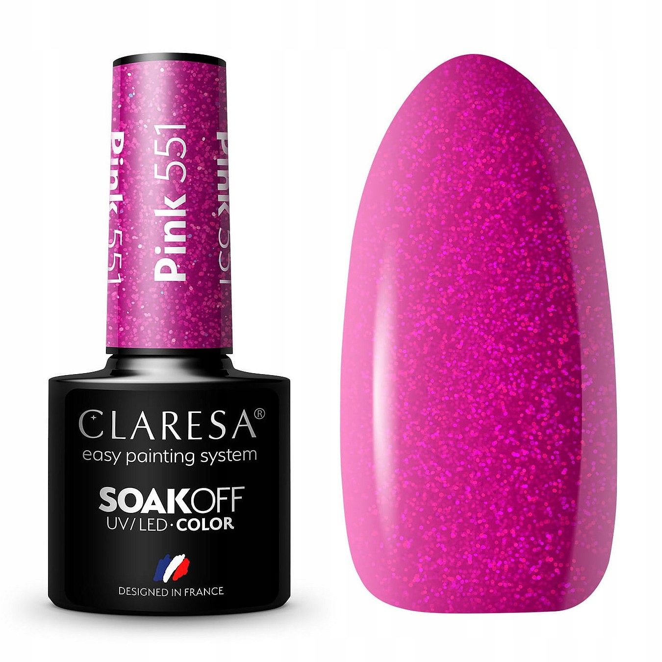  Claresa hübriid küünelakk burgundia glitter pink 554