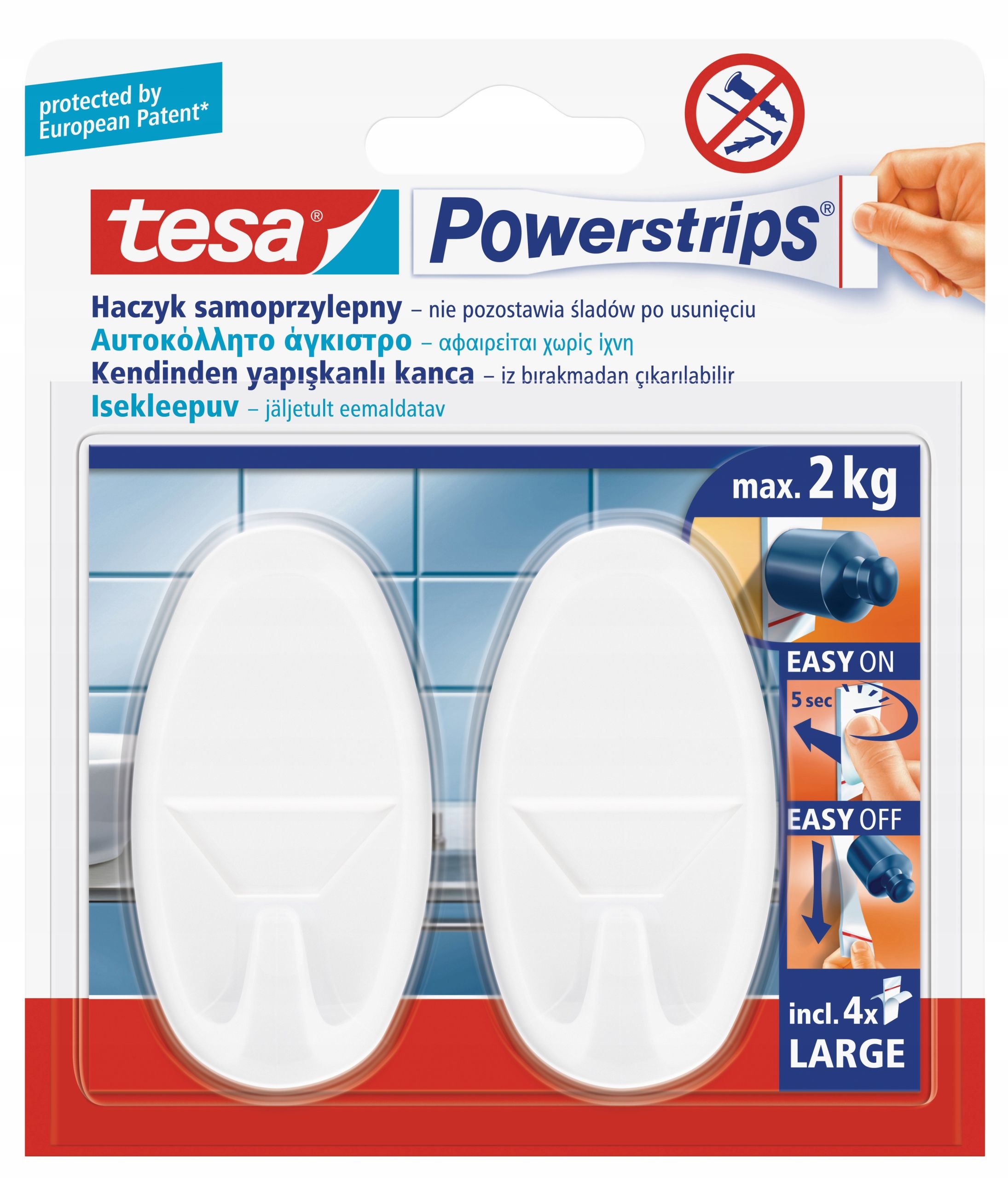  Spoločnosť tesa klinec lepkavý omietka i tapeta - háčiky na lepidlo biale 1kg x4