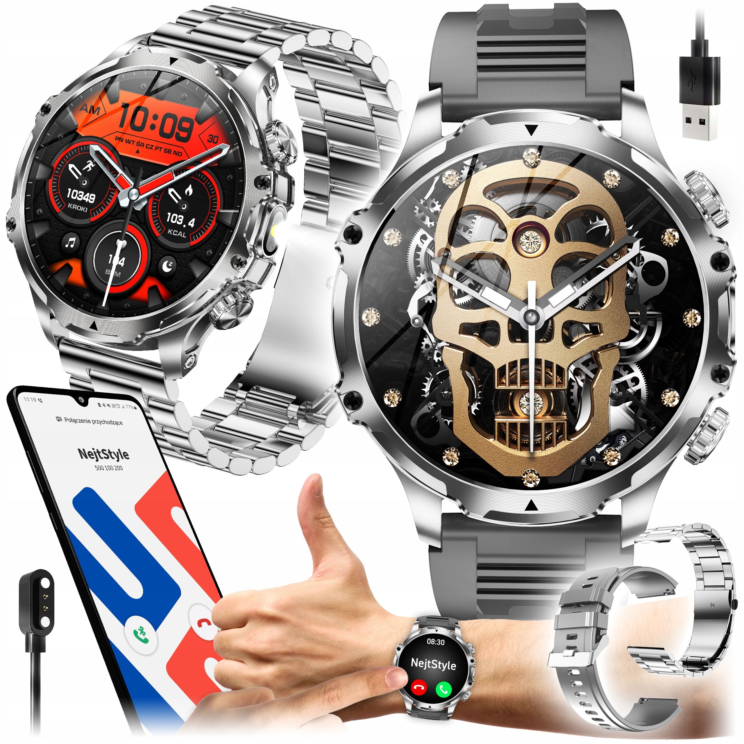  Nutikas gps-kell meeste käekell must menüü pl vestlused pulss amoled sport watch