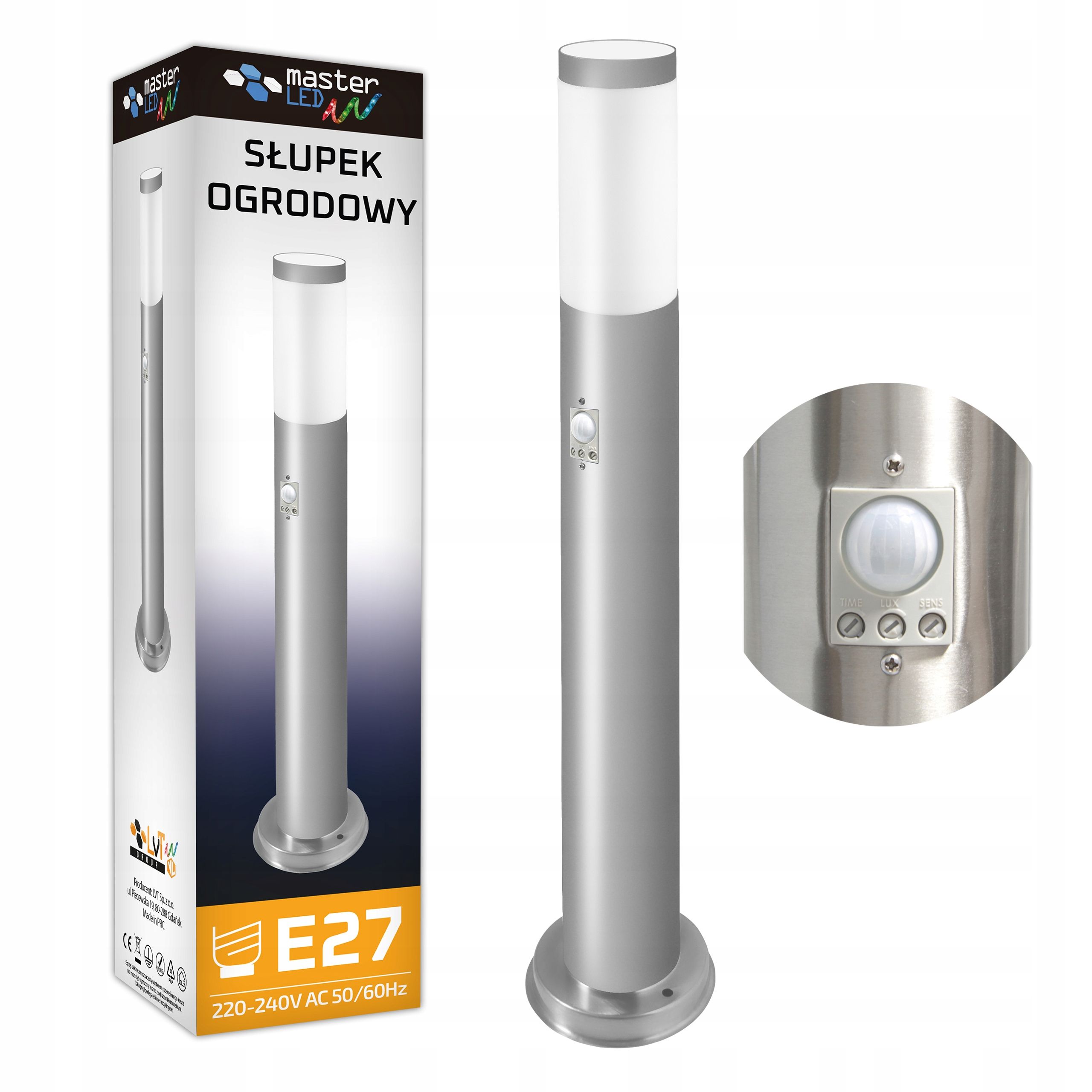  Led stojací lampa zahrada 45cm sloupec pohybový senzor zewnetrzna e27 led