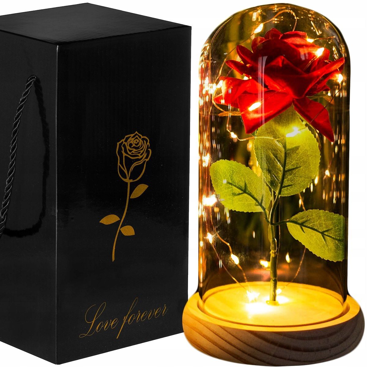  Mūžīgā roze glāzē dāvana gaismas led 22cm sievietēm valentīna diena mātes