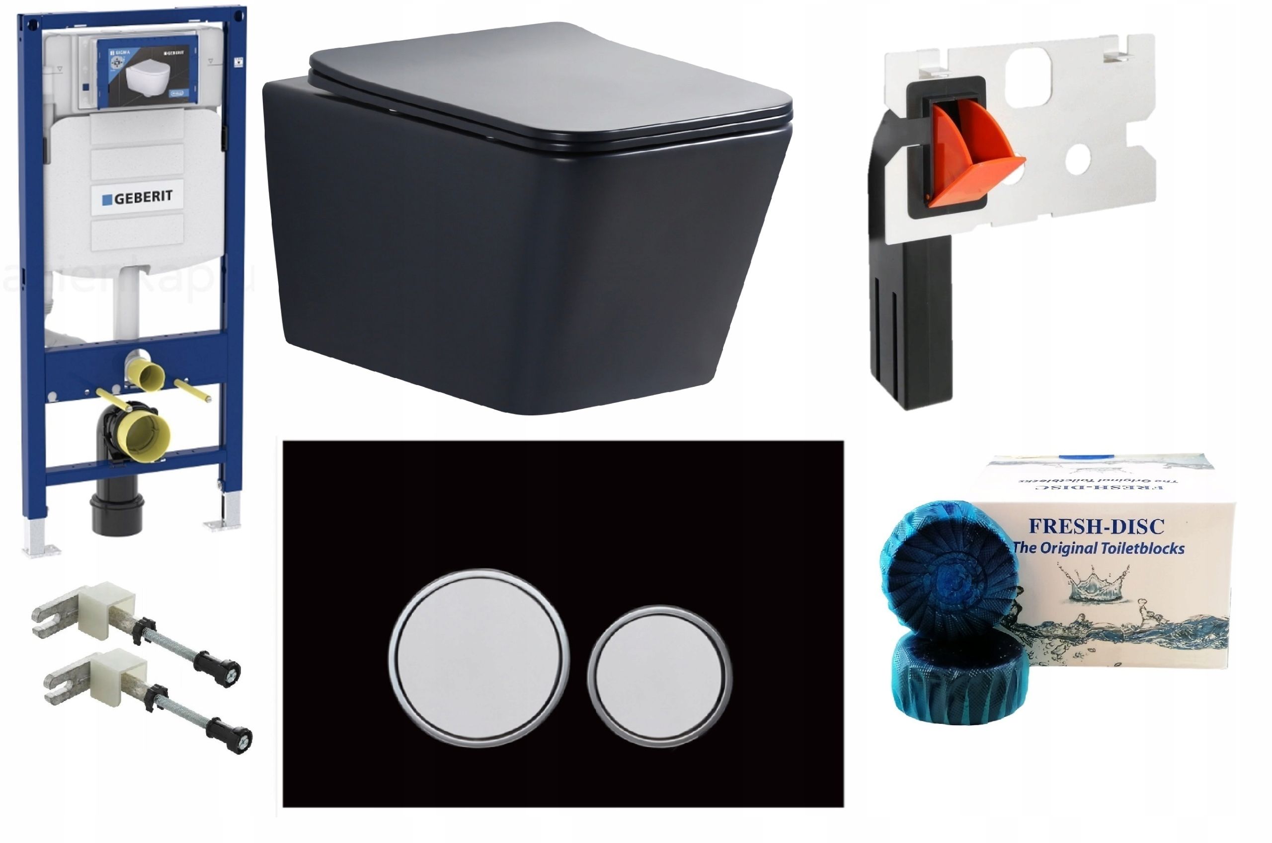  Wc rāmja komplekts geberit + atslēga + tualetes pods melns matēts + dēlis w/o+fresh