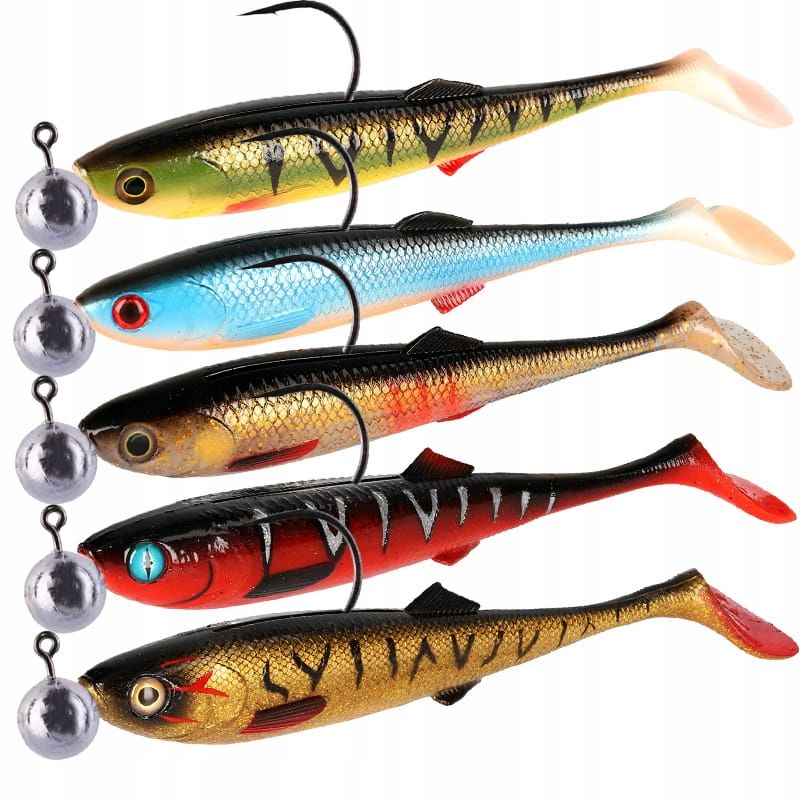  Kopa ēsma gumija rippery mikado real fish perch 9,5cm strazdiem 5 gab.