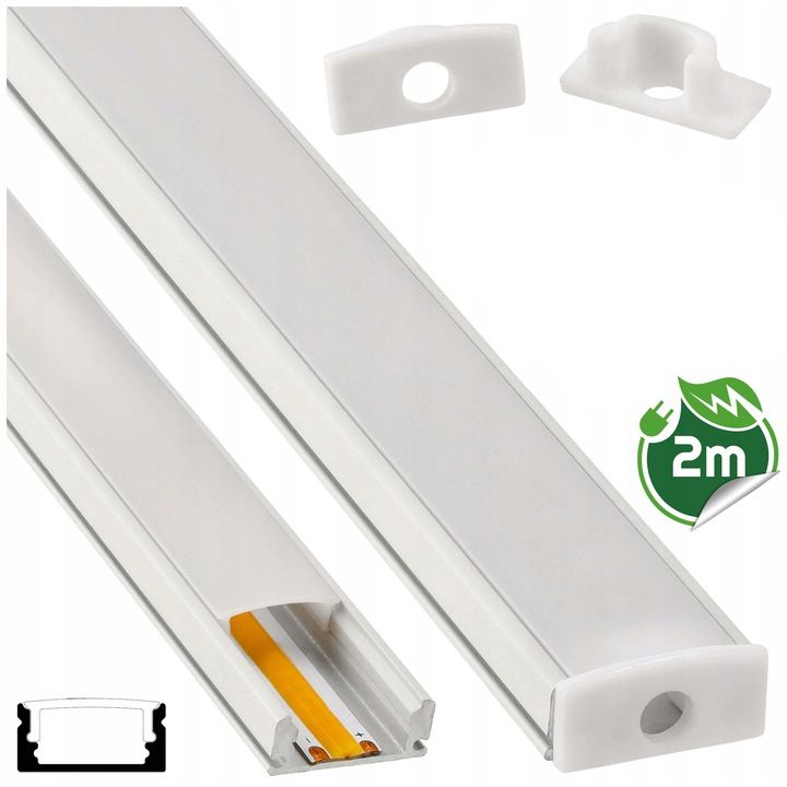  Kopa melns alumīnija profils atzina slim eco led sloksnēm 2m + kapuci