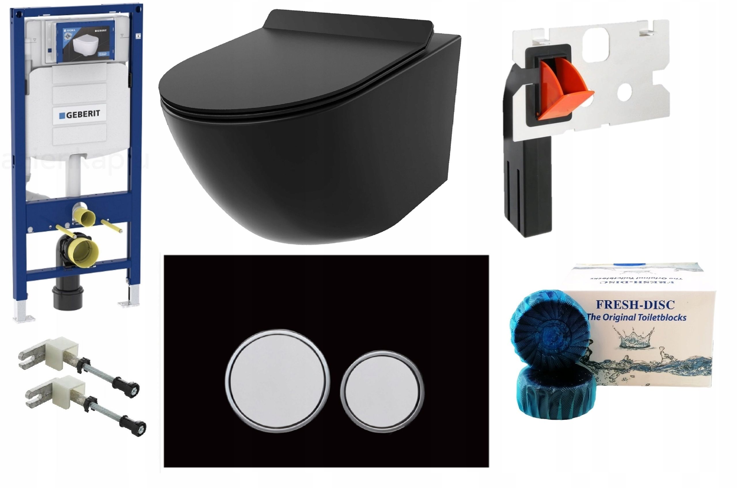  Wc rāmja komplekts geberit + atslēga + tualetes pods melns matēts + dēlis w/o+fresh