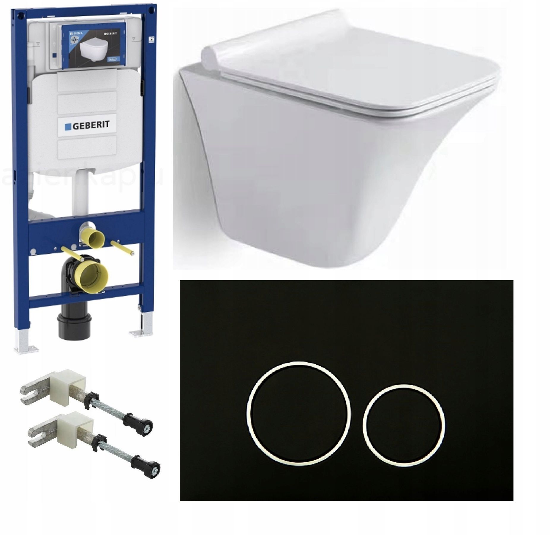  Wc rāmja komplekts geberit + atslēga + tualetes pods melns matēts + dēlis w/o+fresh