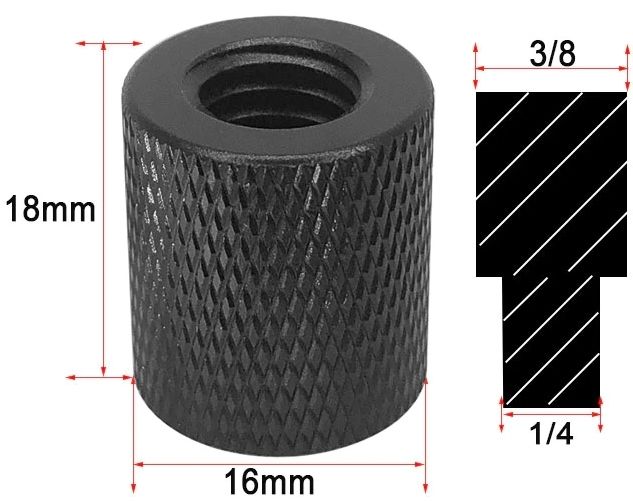  Adapter keermestatud vähendamine 3/8'' kohta 1/4'' seisma puks foto