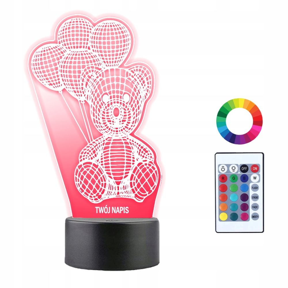  3d nakts gaisma led par dāvanu valentīna diena gravēšana