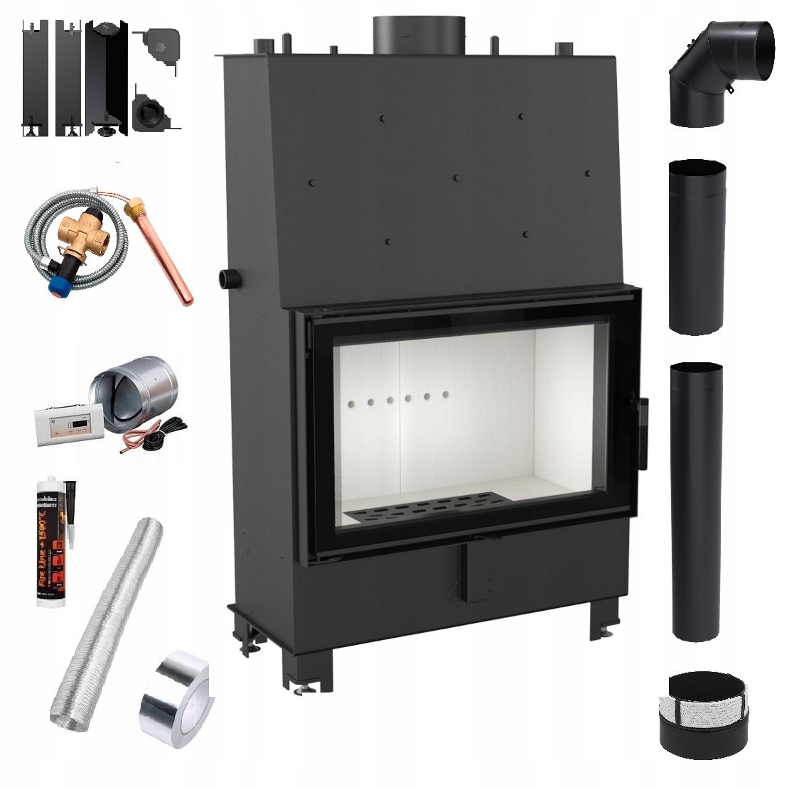  Kamin mit wasserkreislauf lucy 12 kw grill fi 200 schwarz doppelt glas