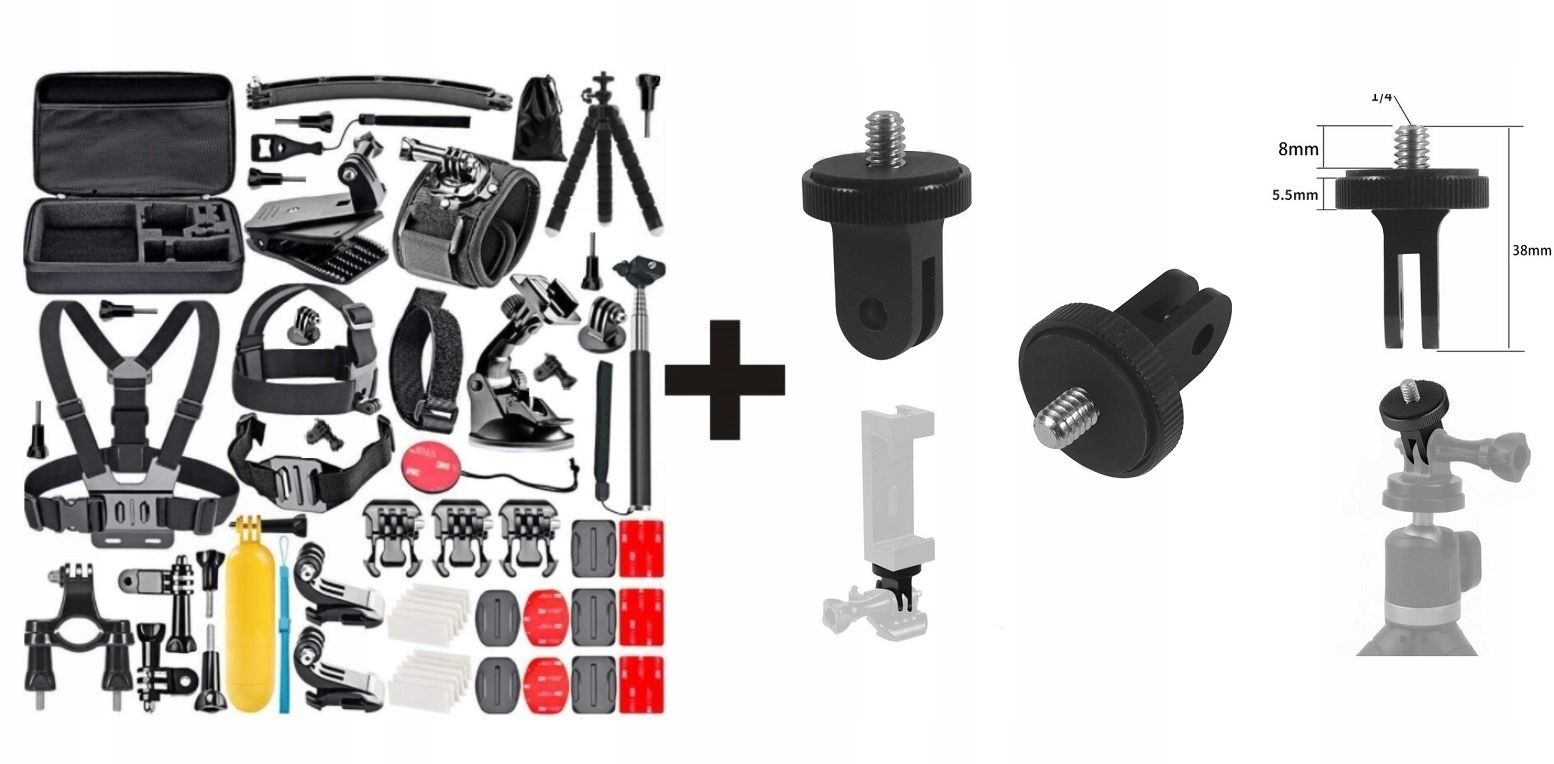  Niezrownany set xxxx-l gopro 13-8 dji osmo action + glass x6 + case pro