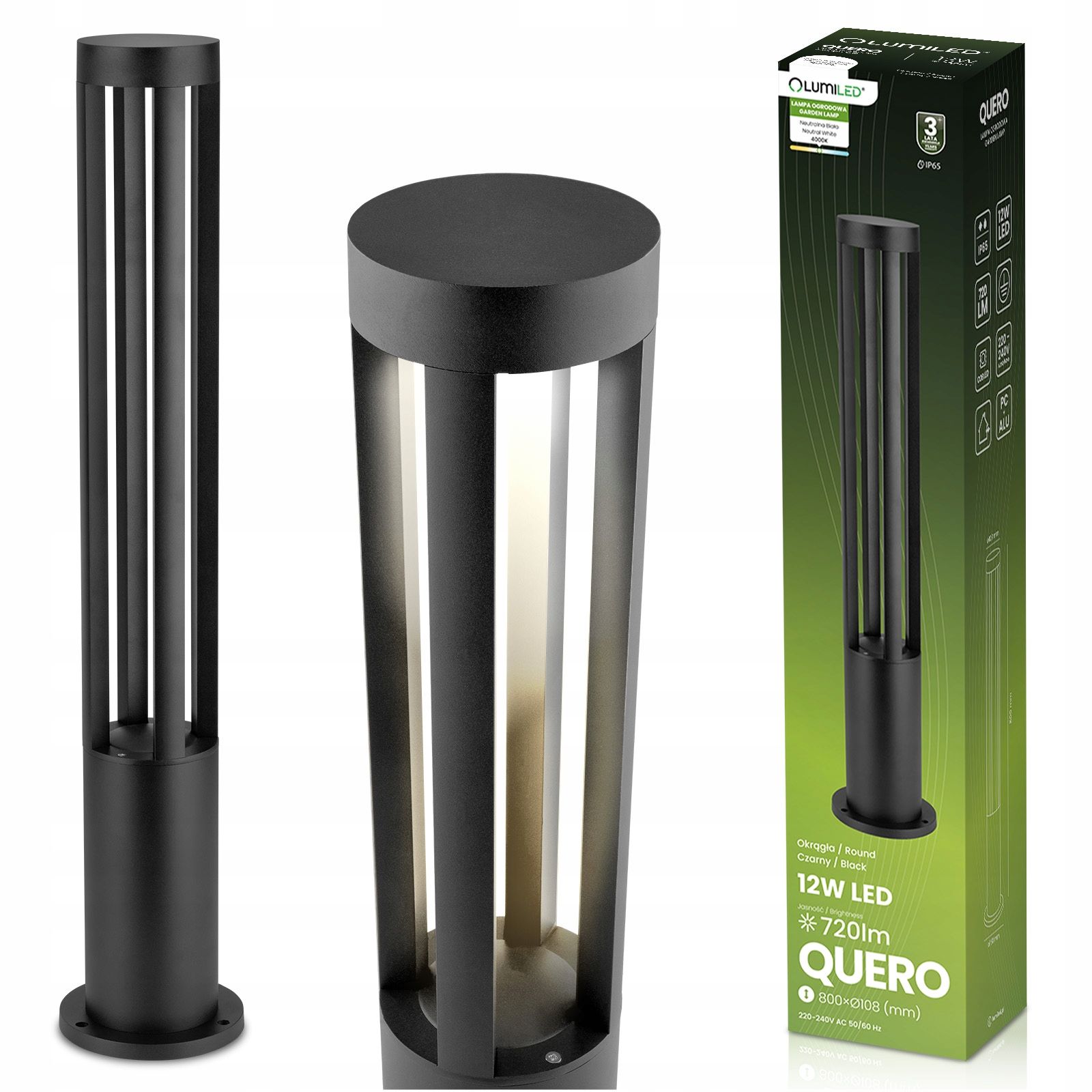  Led-lampe garten äußerlich im bau 80 cm 10w 700lm spalte 4000k schwarz