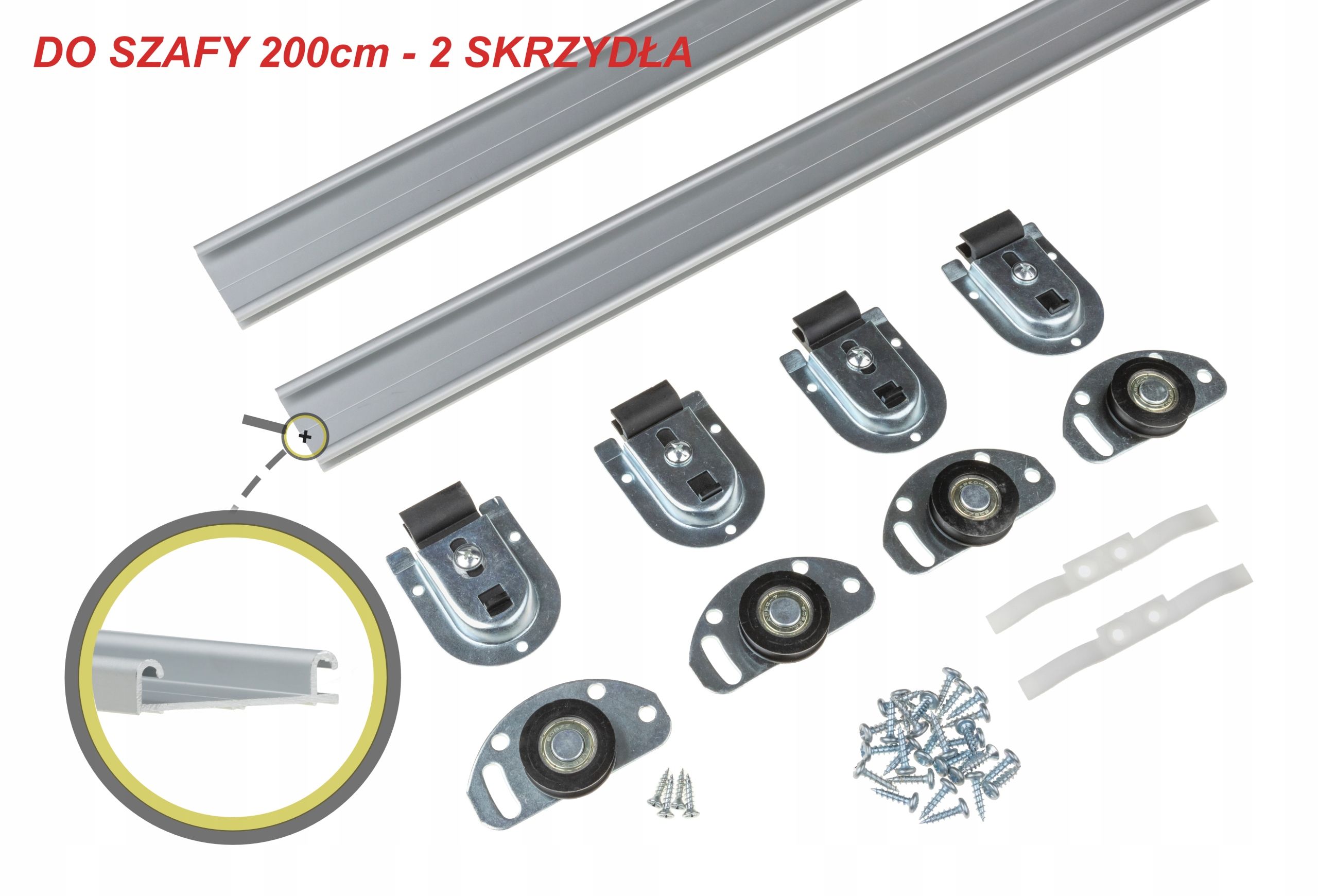  Ratukų rinkinys i bėgelių stumdomų spintų 250cm