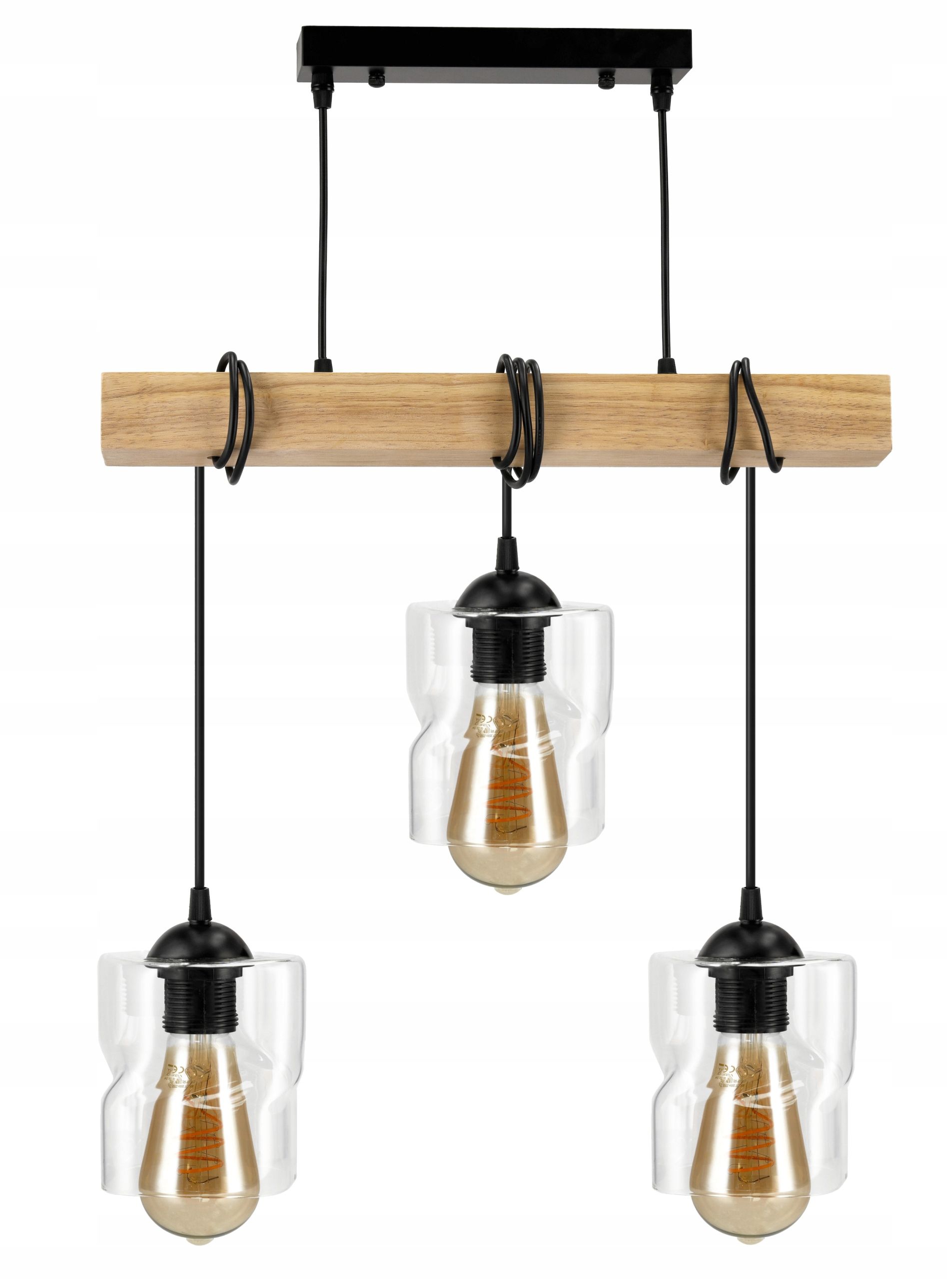  Stropné svietidlo visiace led drevený biala 3xe27 lampa amber jantár