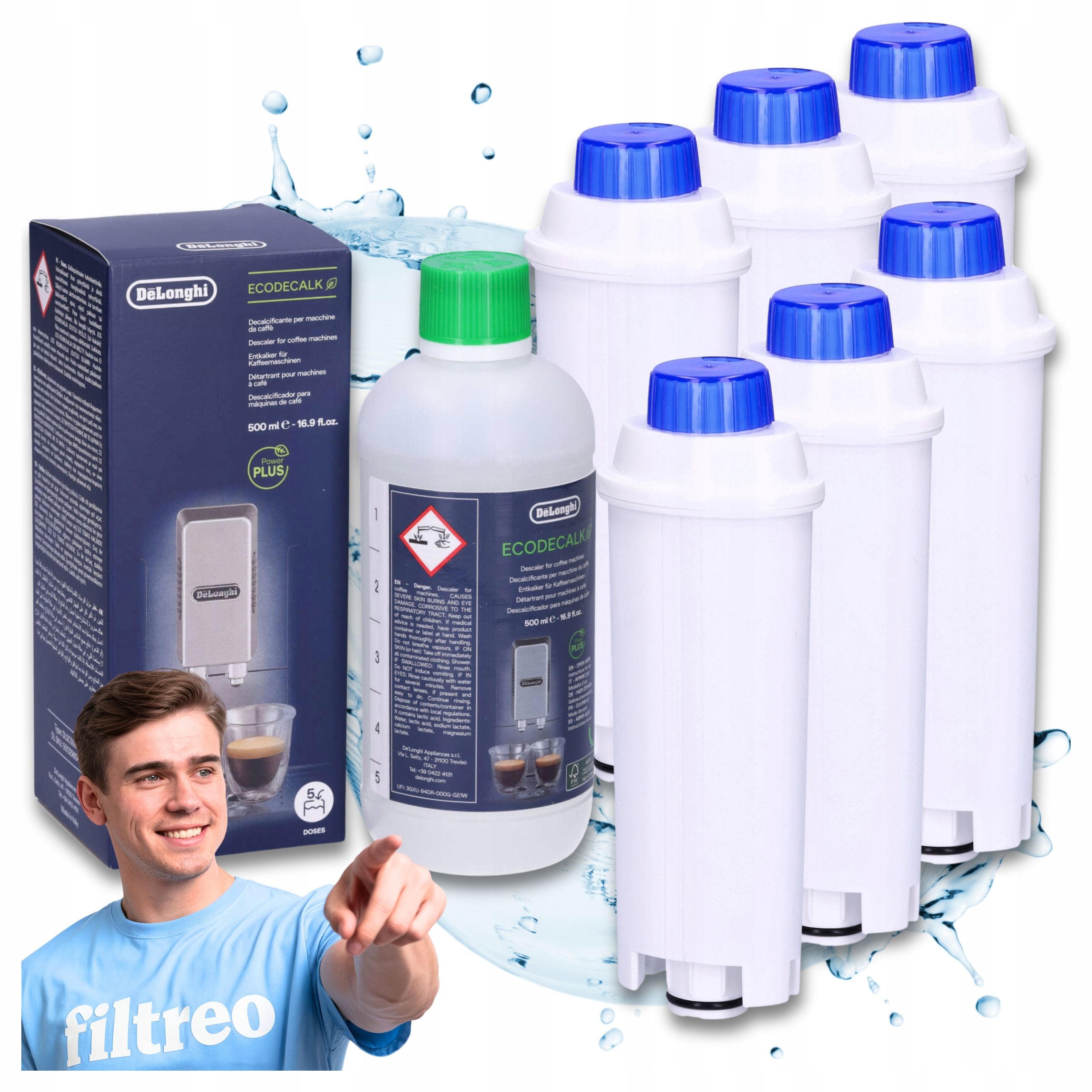  3x filtrs kafijas automātam delonghi seltino ovale i ecodecalk 500ml i otu