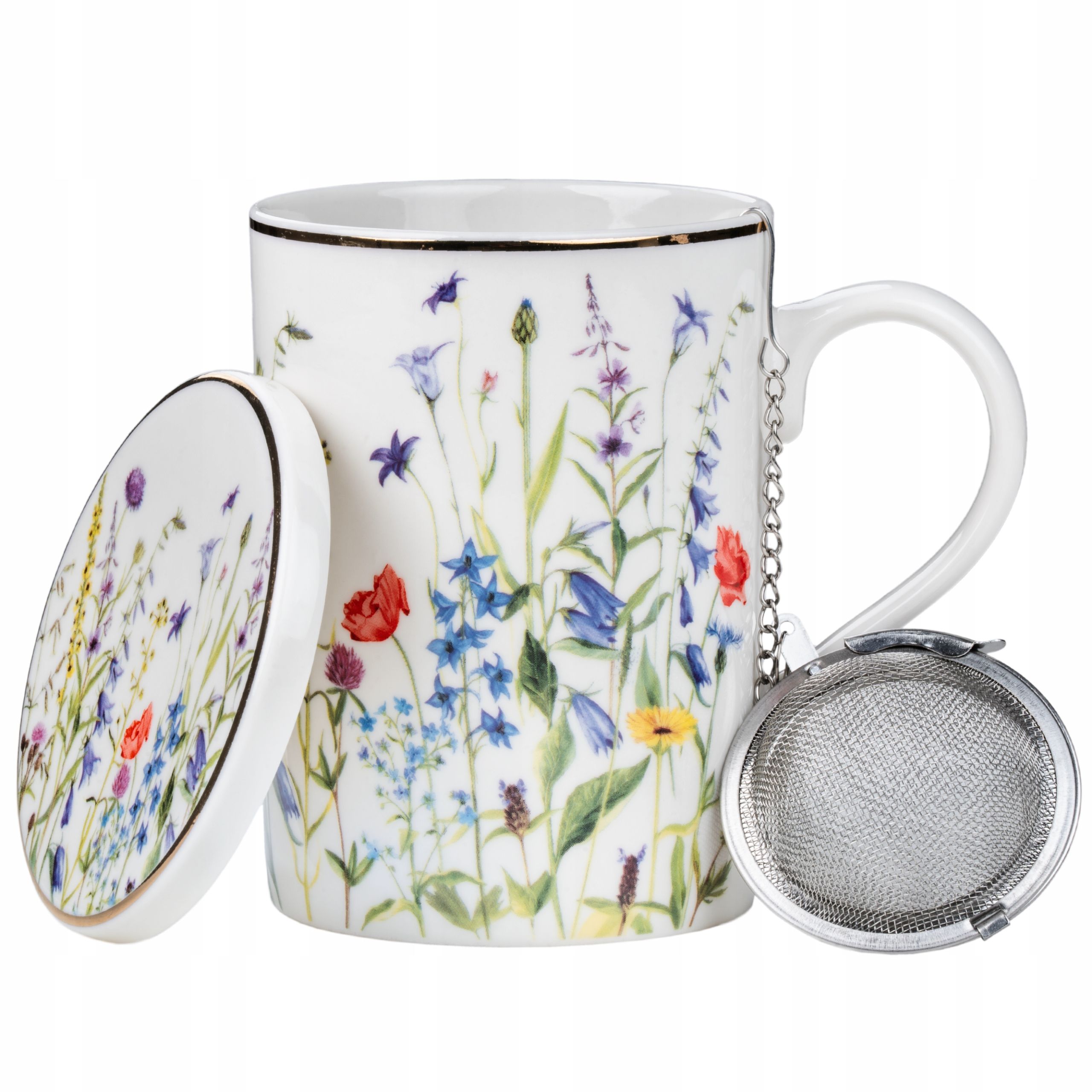  Cup with a sieve infusoria porcelain for tea, herbs 380 ml lid 3492