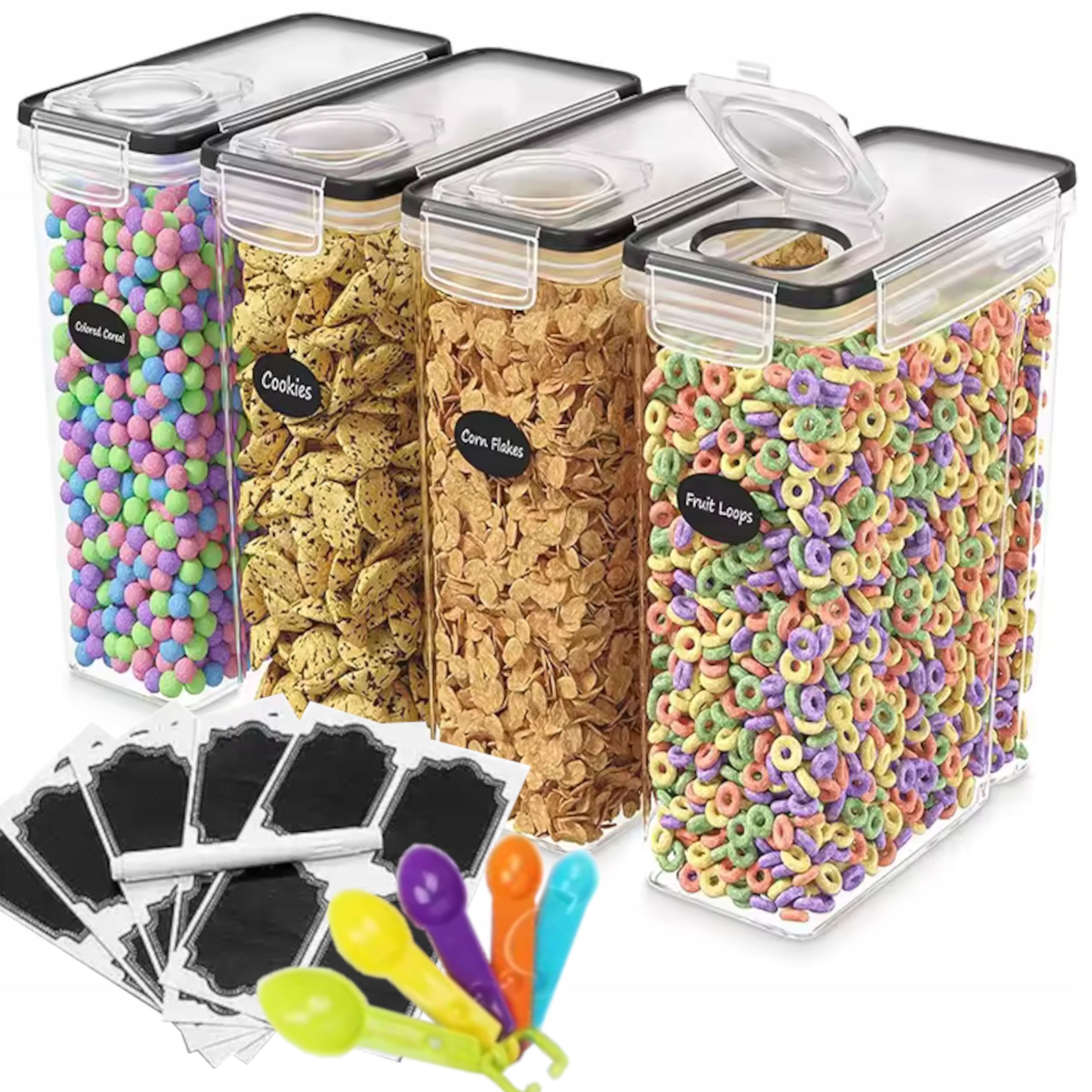  Food containers set 4x2,5l jar kitchens + nakleji measuring cups