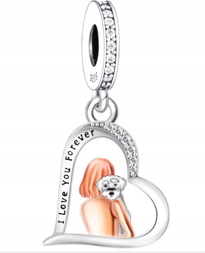  Md charms anhänger hündchen herz grau hund chihuahua steine | s925