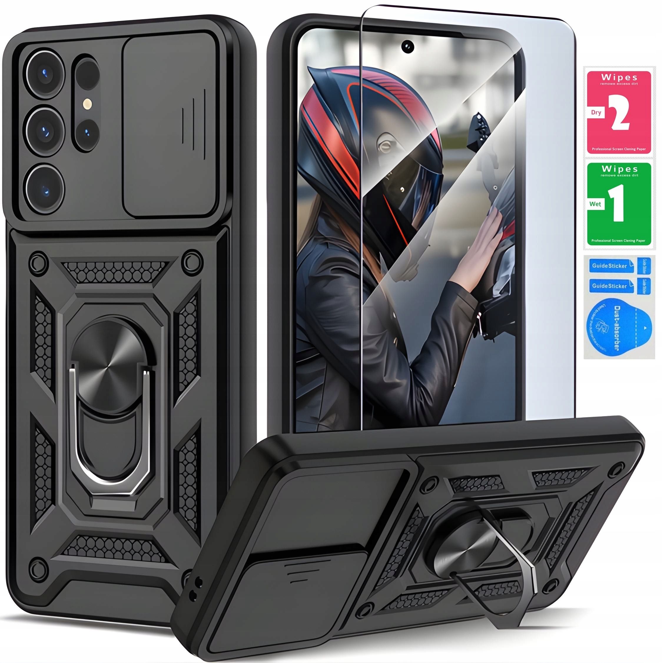  Odinis dėklas portfelowe + stiklas 9h pro+ į "samsung" galaxy s25 itin spalvų