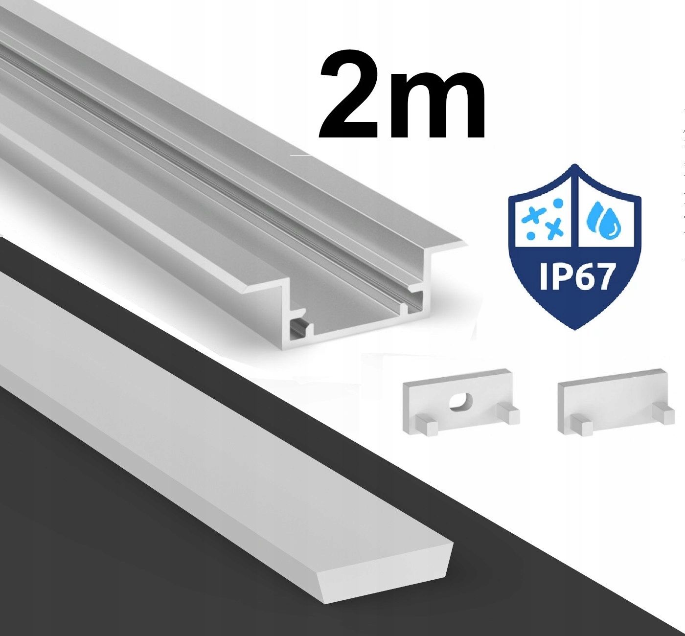  Profils led ūdensizturīgs ip65 ip67 terra sudrabs 2m